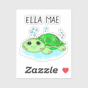Personalized Cute Turtle Cartoon Name 