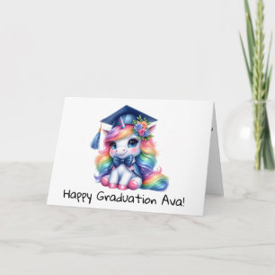 Personalized Cute Unicorn Kindergarten Graduation  Card