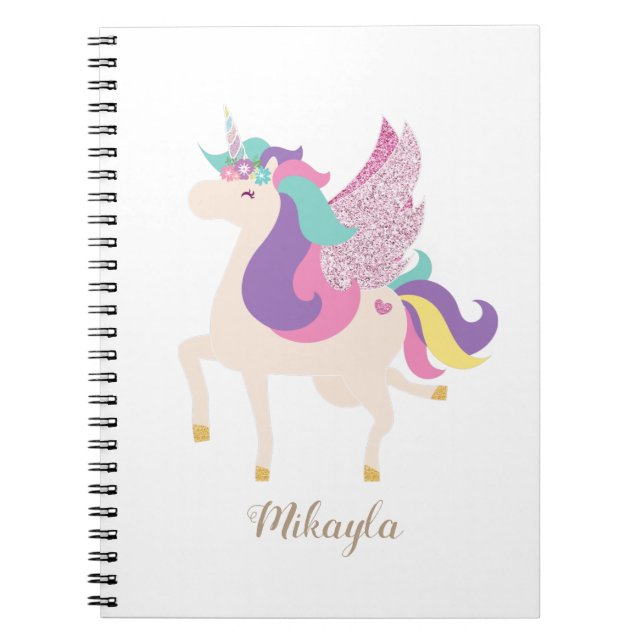 Personalized Cute Unicorn Minimalist Notebook (Front)