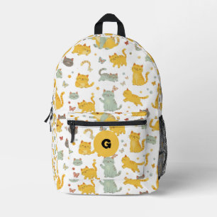 Personalized Cute Watercolor Cats & Butterflies Ki Printed Backpack