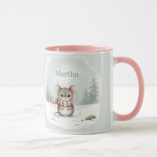 Personalized Cute Watercolor Mouse Winter Mug
