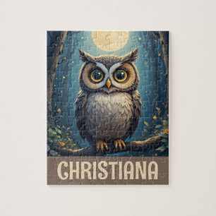 Personalized Cute Whimsical Night Owl Jigsaw Puzzle