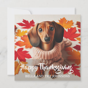 Personalized Cute Wiener Dog thanksgiving card