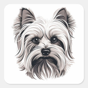 Personalized Cute Yorkshire Terrier Dog Square Sticker