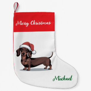 Personalized Dachshund in Santa Hat Christmas Small Christmas Stocking