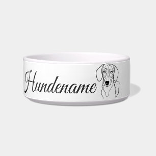 Personalized Dachshund Minimalist Line Art Dog Bow Bowl