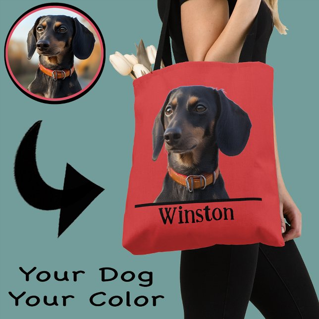 Personalized Dachshund Tote–Custom Pet Portrait Tote Bag (Creator Uploaded)
