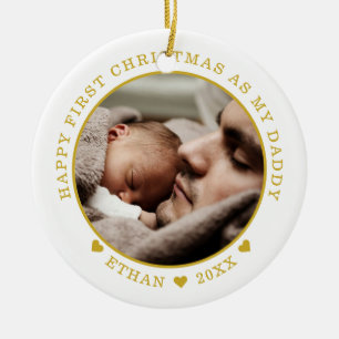 Personalized Dad And Baby's First Christmas Photo Ceramic Tree Decoration