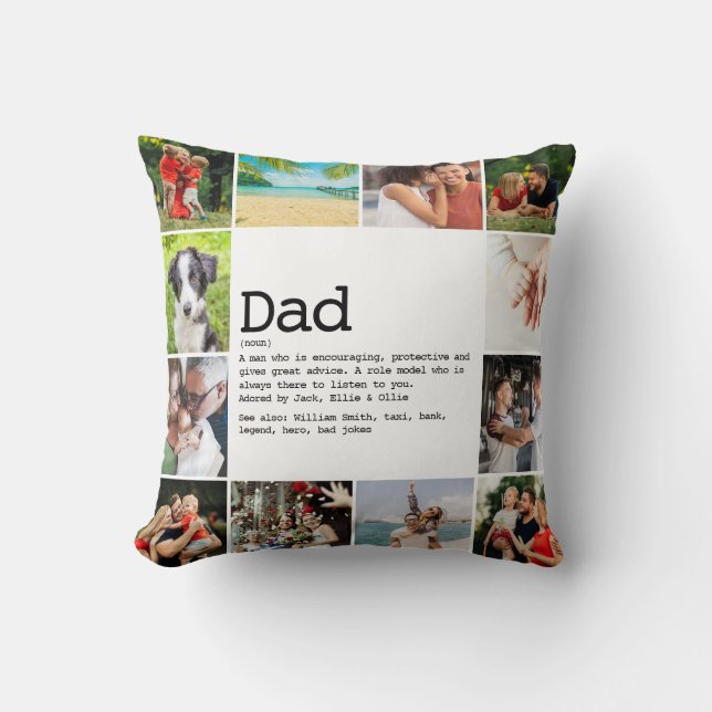 Personalized Dad Definition Photo Collage Cushion (Front)