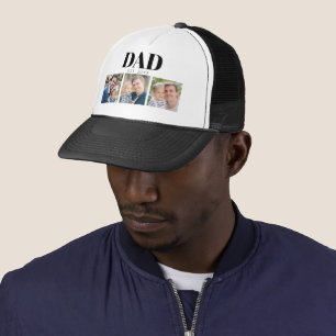 Personalized Dad Established Year Father 3 Photo Trucker Hat