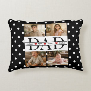 Personalized Dad Photo Collage & Kids Name Decorative Cushion
