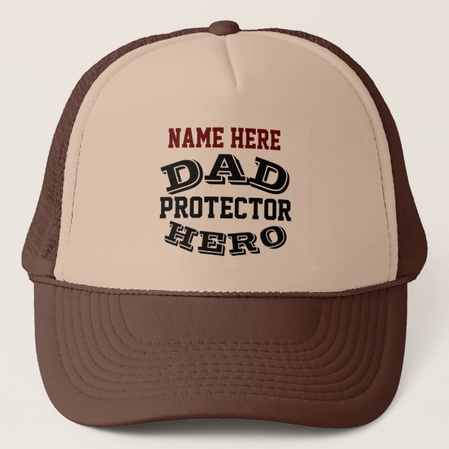 PERSONALIZED DAD PROTECTOR HERO  TRUCKER HAT (Front)