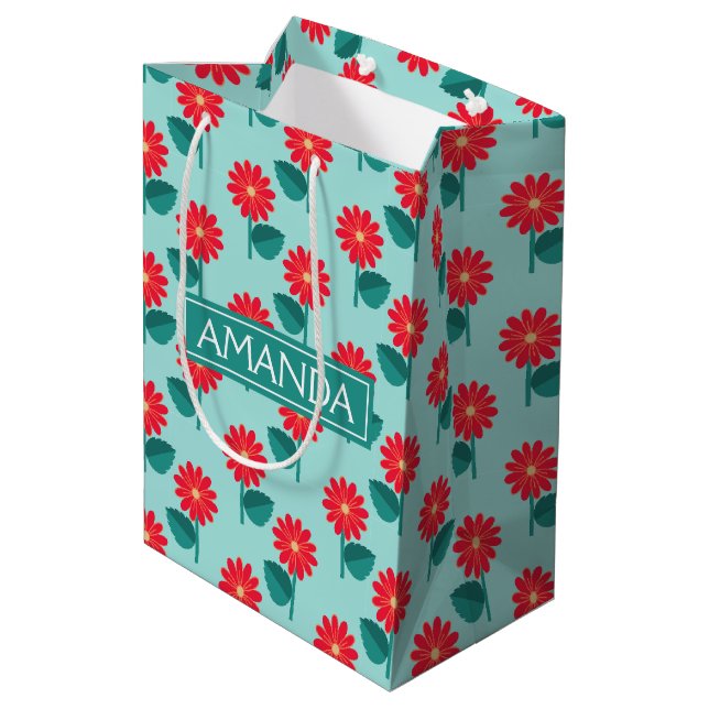 Personalized Daisy Pattern Gift Bag (Back Angled)