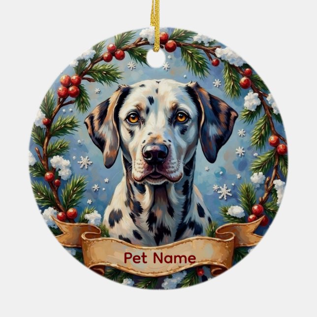 Personalized Dalmatian Christmas Ceramic Tree Decoration (Back)