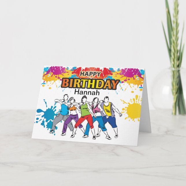 Personalized DANCE Fitness Style Birthday Card (Front)
