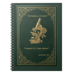 Personalized Dark Academia Microscope & Rose Notebook