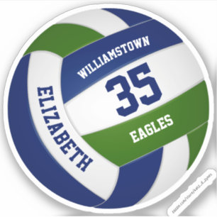 personalized dark blue green volleyball 
