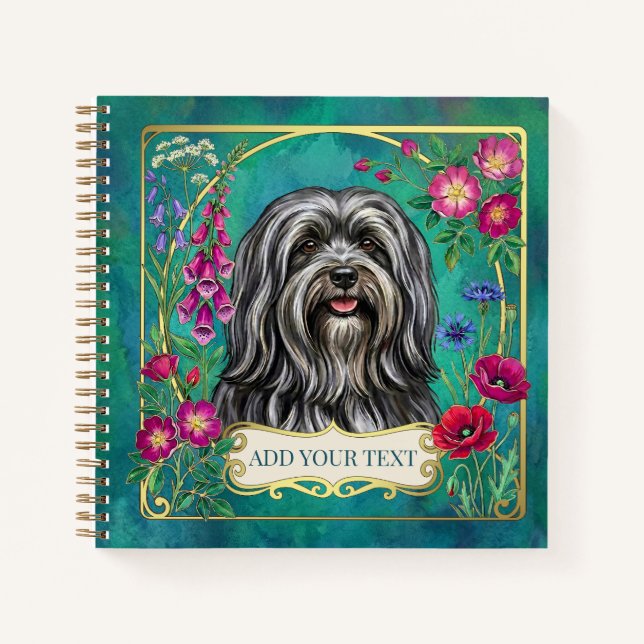 Personalized Dark Gray Lhasa Apso Notebook (Front)