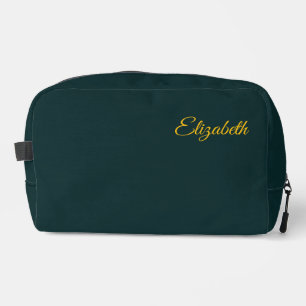 Personalized Dark Jungle Green Classic Solid Plain Dopp Kit