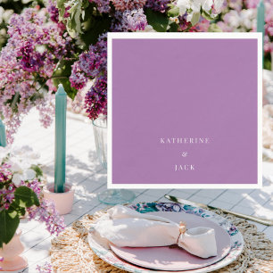 Personalized Dark Lavender Wedding Cocktail Napkin