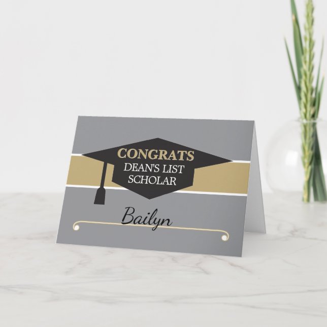 Personalized DEAN'S LIST Scholar congrats card (Front)