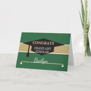Personalized DEAN'S LIST Scholar congrats card