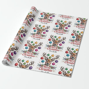 Personalized Dear Reindeer Vintage Christmas Wrapping Paper