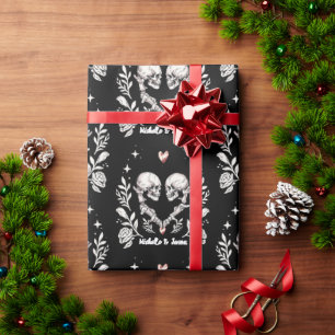 Personalized Death Lovers Gothic Skeleton Wedding Wrapping Paper
