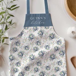 Personalized Deck the Claws Coastal Crab Christmas Apron