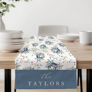 Personalized Deck the Claws Coastal Crab Christmas Short Table Runner