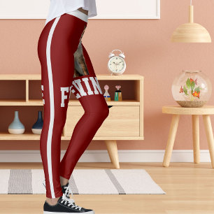 Personalized Deep Red Cute Siamese Cat Pet Photo Leggings