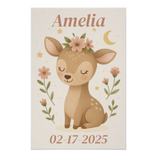 Personalized Deer Nursery Poster