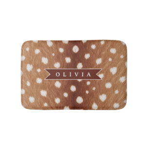 Personalized Deer Print Neutral Aesthetic Gifts Bath Mat