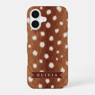 Personalized Deer Print Neutral Aesthetic Gifts iPhone 16 Case