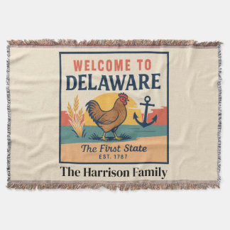 Personalized Delaware Throw Blanket