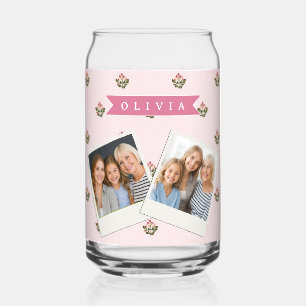 Personalized Delicate Botanical Floral Romantic Can Glass