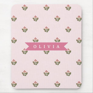 Personalized Delicate Botanical Floral Romantic Mouse Pad