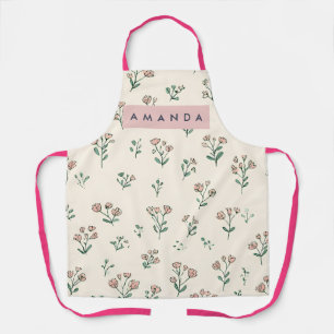 Personalized Delicate Hand-Drawn Wildflower Apron