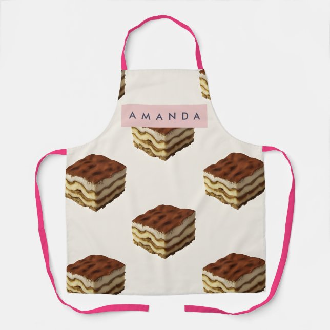 Personalized Delicious Tiramisu Dessert Pattern Apron (Front)