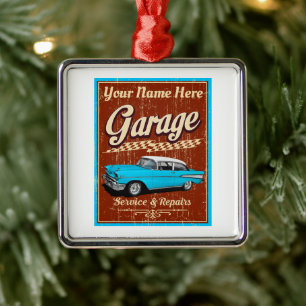 Personalized Deluxe Car Garage Metal Tree Decoration