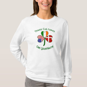 Personalized Denmark Ireland USA Shamrock T-Shirt