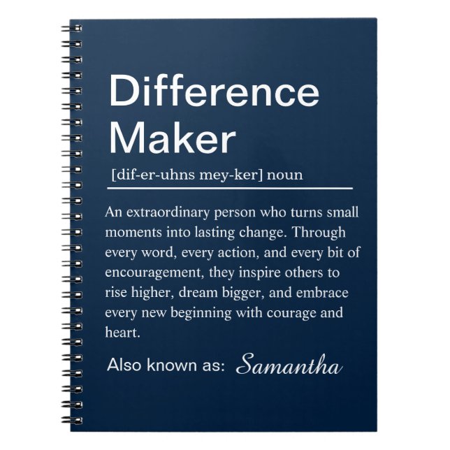Personalized Difference Maker Definition Notebook (Front)