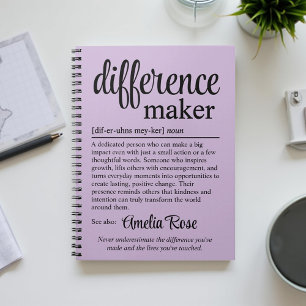 Personalized Difference Maker Definition Thank You Notebook