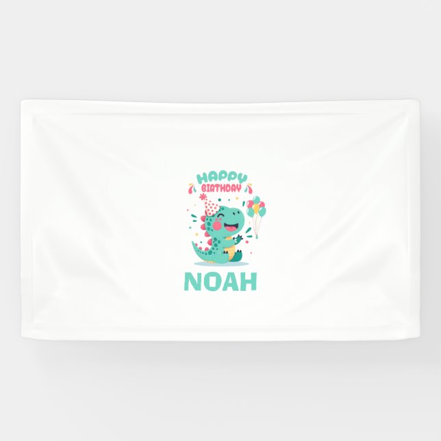 Personalized Dinosaur Birthday Banner Boys (Horizontal)
