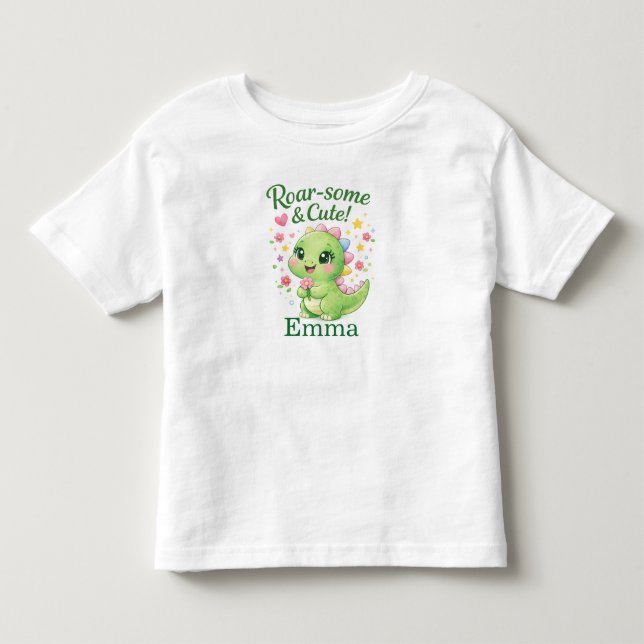 Personalized Dinosaur Birthday Girl Shirt (Front)