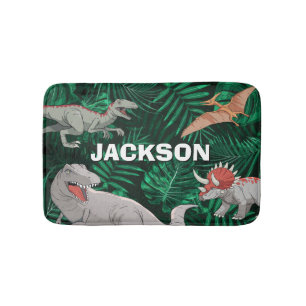 Personalized Dinosaur Kids Dino Jurassic Trex Boy Bath Mat