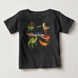 Personalized Dinosaurs Cute colors brown black Baby T-Shirt