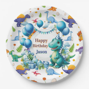 Personalized Dinosaurs Paper Plate