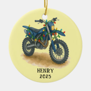 Personalized Dirt Bike Christmas Motorcycle Boys Ceramic Tree Decoration