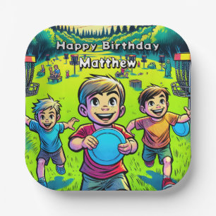 Personalized Disc Golf Boy's Birthday Paper Plate